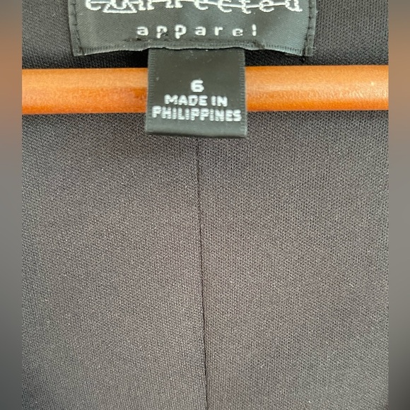 🔥🖤Connected Apparel size 6 black/tan faux wrap dress with cinched waist. NICE - Picture 6 of 7